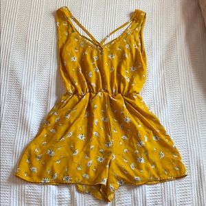 yellow floral romper